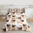 thumbnail image 2 of Homewish Cute Cartoon Dogs Queen Comforter Set,Kawaii Loves Pattern Bedding Sets,Pink White Brown Bedding Comforter Set For Boys Girls,Microfiber Bedroom Decor Reversible,3pcs, 2 of 8