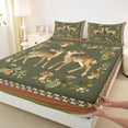 thumbnail image 4 of Castle Fairy Girls Vintage Cute Deer King Sheets 4pcs,Cartoon Mushroom Floral Bedding,Olive Brown White,1 Fitted Sheet, 1 Flat Sheet and 2 Pillowcases, 4 of 6