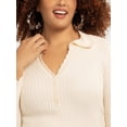 thumbnail image 3 of Jessica Simpson Women's and Women's Plus Luanne Polo Sweater with Long Sleeves, Lightweight, Sizes XS-4X, 3 of 6