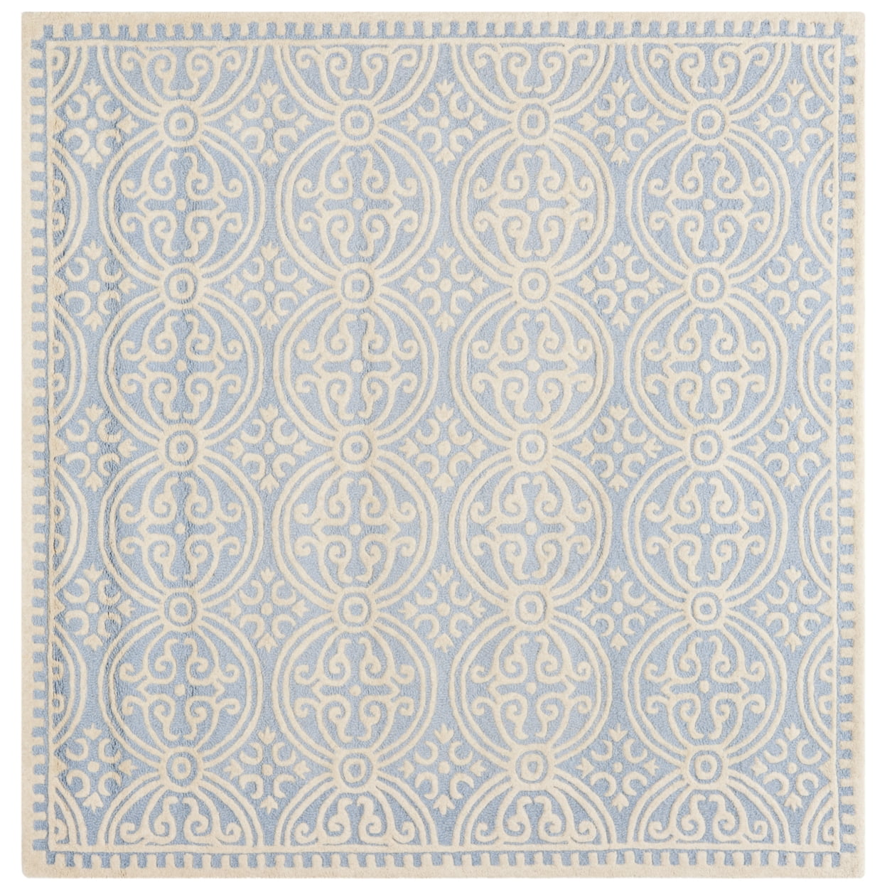 SAFAVIEH Cambridge Leslie Geometric Wool Runner Rug, Light Blue/Ivory, 2'6" x 22'