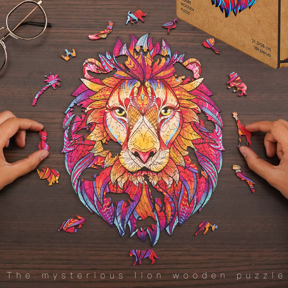 wooden puzzle lion