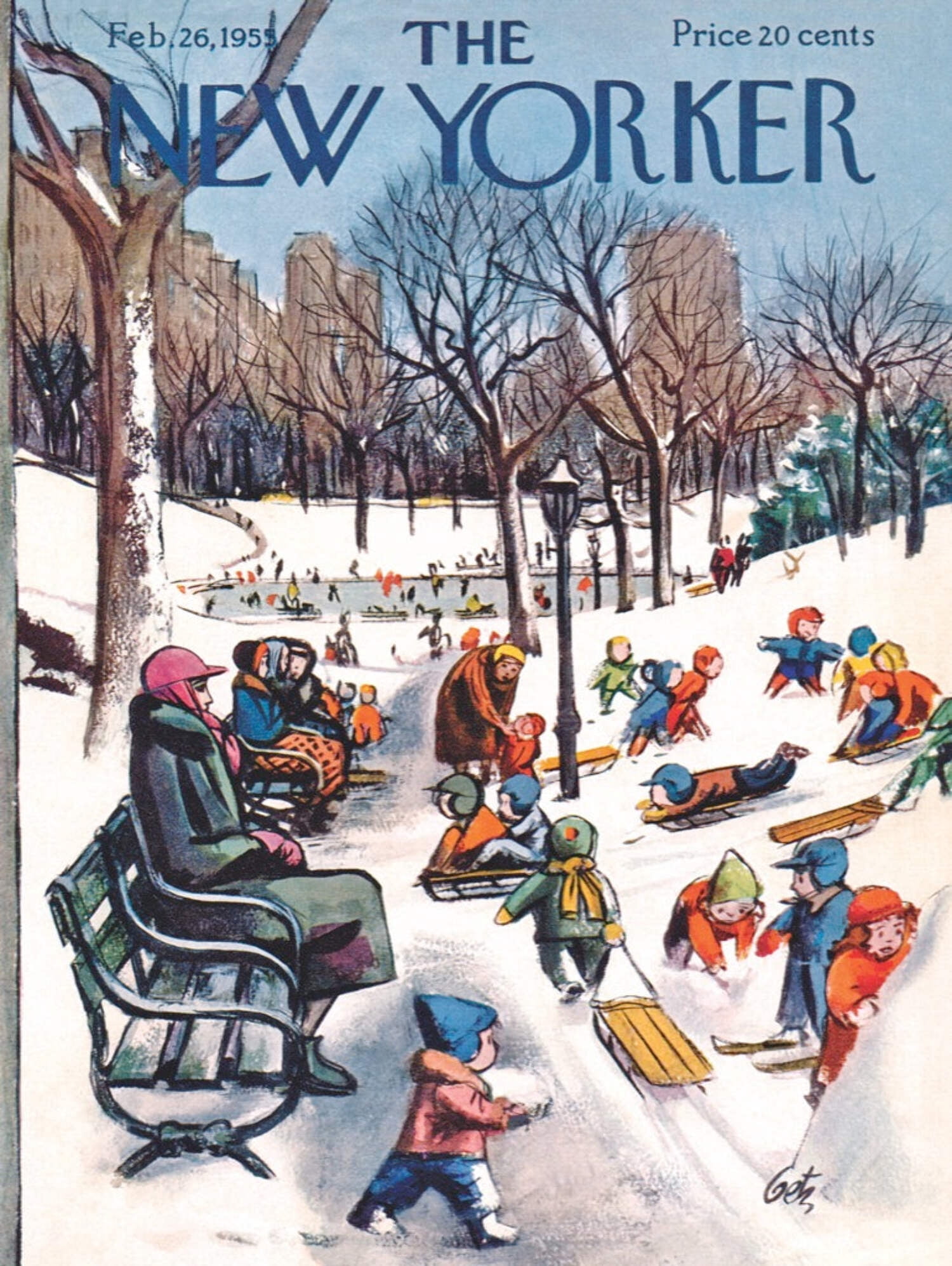 New York Puzzle Company Sledding in the Park 500 Piece Jigsaw Puzzle