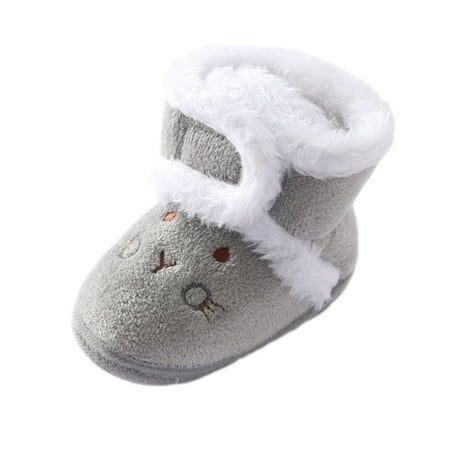 

Lovskoo 2024 Girls Baby First Walking Shoes 0-18 Months Infant Snow Booties Toddler Boys Winter Warm Soft Sole Prewalker Non-Slip Booties Gray