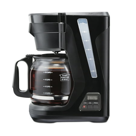Proctor Silex Front Fill Compact 12 Cup Programmable Coffee Maker  Glass Carafe  Black  43685PS