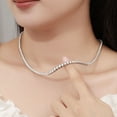 thumbnail image 5 of TIIFSWHS Tennis Necklace For Women Gold/Silver Plated Rhinestone Choker Necklaces Zirconia Cut Diamond Chain Wedding Jewelry For Women Simple Diamond Necklaces for Women Men's Je, 5 of 9