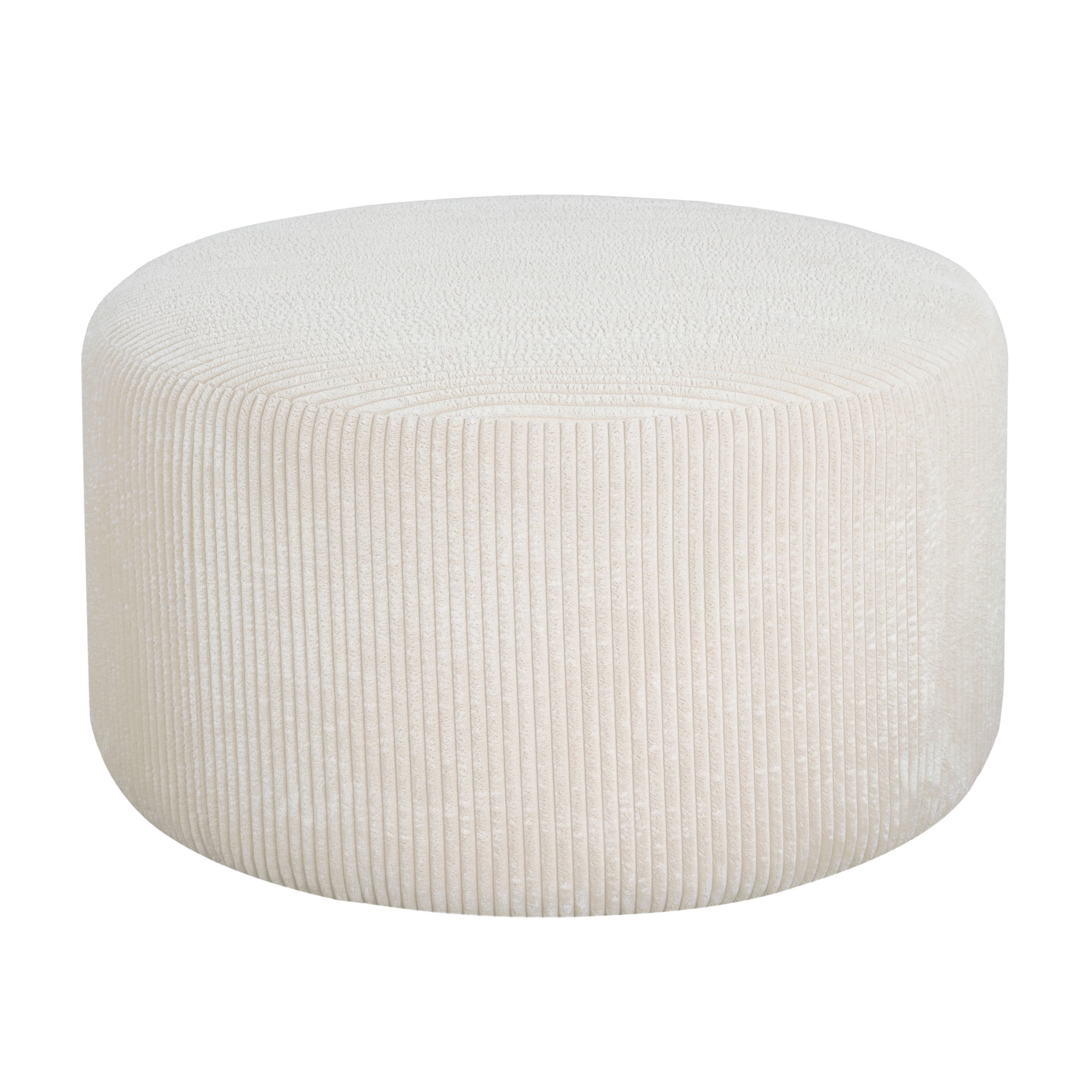 Christopher Knight Home 30" Corduroy Upholstered Round Ottoman, Wood Frame, Beige
