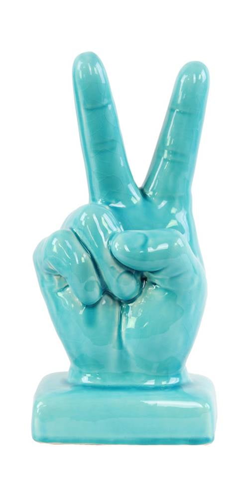 Ceramic "Peace" Hand Sign Decor with Base
