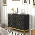 thumbnail image 4 of 33.7"H Wooden Gold Lines Dressers Chest of drawers 3 Layers 6 Drawers for Bedroom, Entryway, Dressingroom,Black, 4 of 6