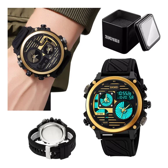 Reloj De Pulsera Skmei Triple Hora Para Hombre Con Brújula