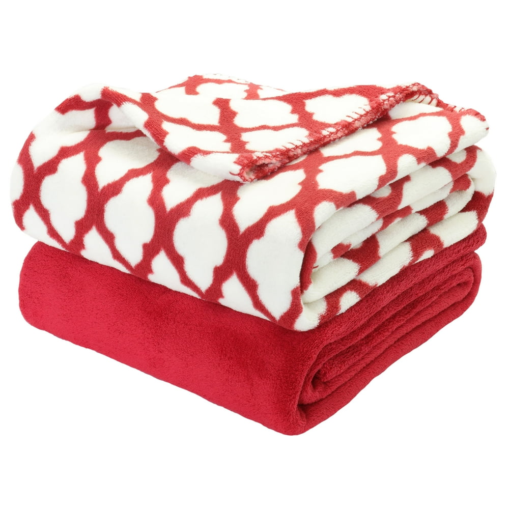 Mainstays Fleece Plush Throw Blanket, 50" x 60", Trellis Pattern, 2