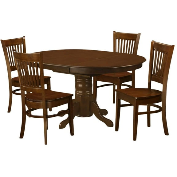 FurniFact Solid Wood 5 Pc Dining Table Set with 4 Chairs, Brown Kitchen Seating