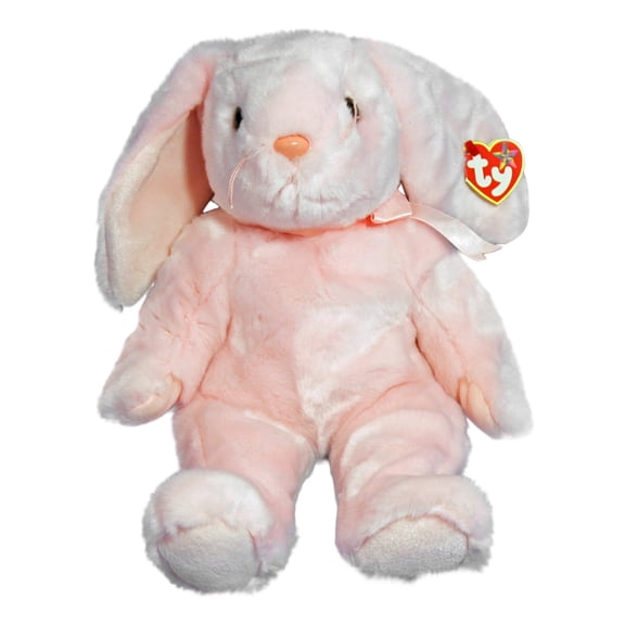 TY Beanie Buddy - HOPPITY the Pink Bunny (14" Plush Stuffed Animal MWMT's)(BONUS 1 FUN CHOPS & 1 TY CARD)