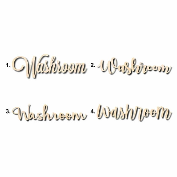 Washroom Sign Unfinished Wood Cutout Home Decor DIY Option 3- 20" Wide / 1/2"