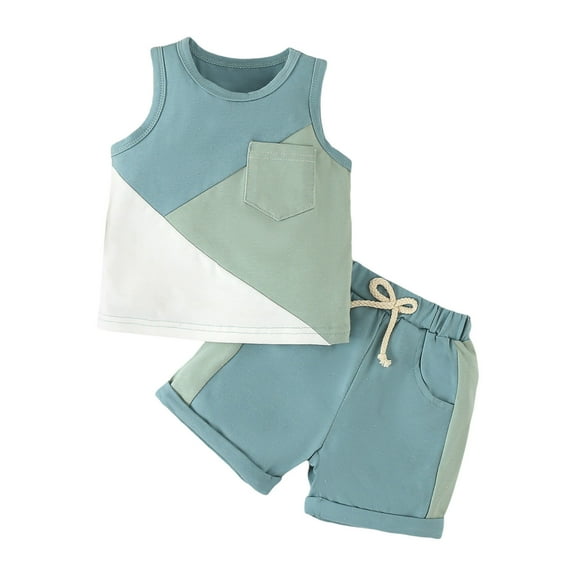 Sngxgn Toddler Baby Boy Clothes 2pcs Fall Outfits Long Sleeve Solid Sweatshirt T-Shirt Top Pants Set(Blue,18M)