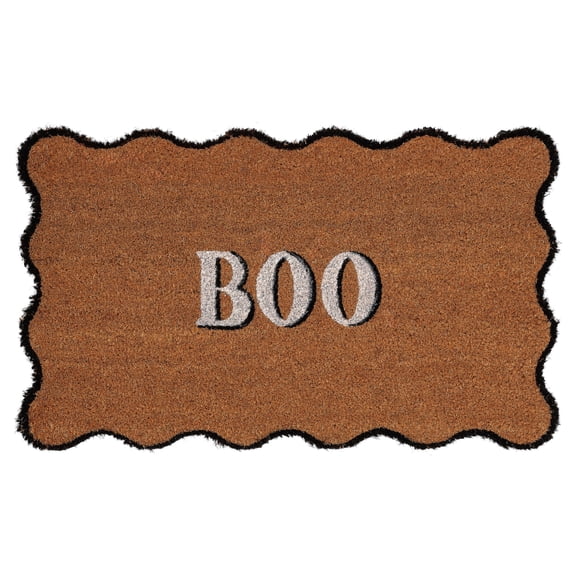 My Texas House Halloween Multicolor Scallop Boo Outdoor Coir Doormat, 18" x 30"