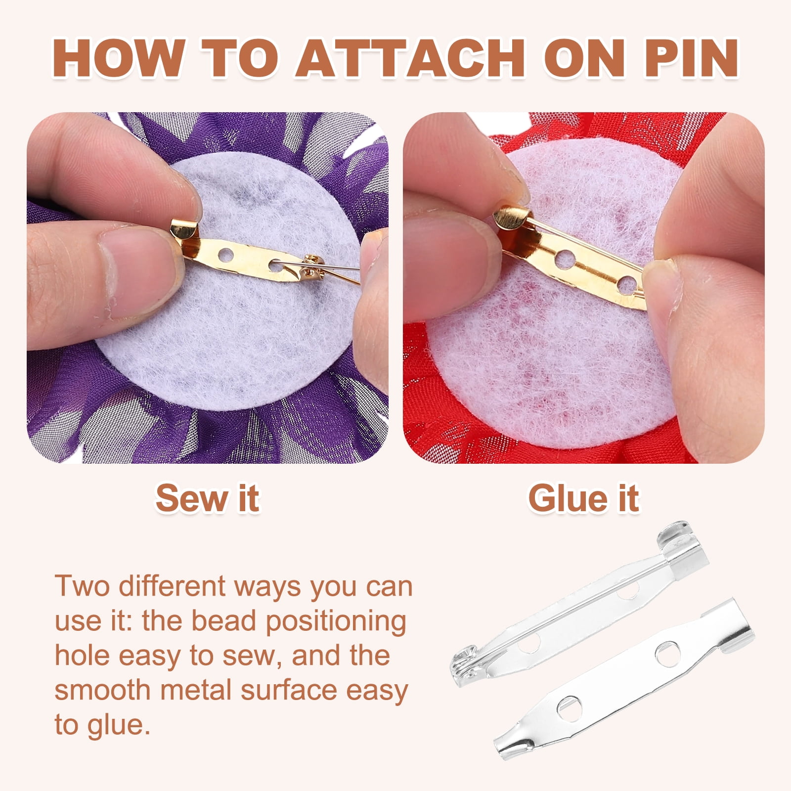 Uxcell 200 Pcs Brooch Pin Backs, Metal Bar Pins Backs Safety Clasp for DIY Crafts Name Tags Badges Corsage Jewelry Making(25/30/35/40mm, Silver)