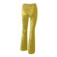 thumbnail image 7 of Women's High Waist Wide Leg Long Palazzo Bell Bottom Yoga Pants Velvet Elastic Waist Flare Leg Trendy Long Trousers, 7 of 7
