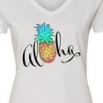 thumbnail image 4 of Inktastic Aloha- in Cursive with Pineapple Rainbow Colors Women's V-Neck T-Shirt, 4 of 5