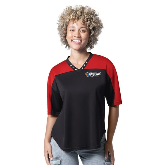 Women's G-III 4Her by Carl Banks  Black NASCAR Merchandise Key Plan II V-Neck Rhinestone T-Shirt