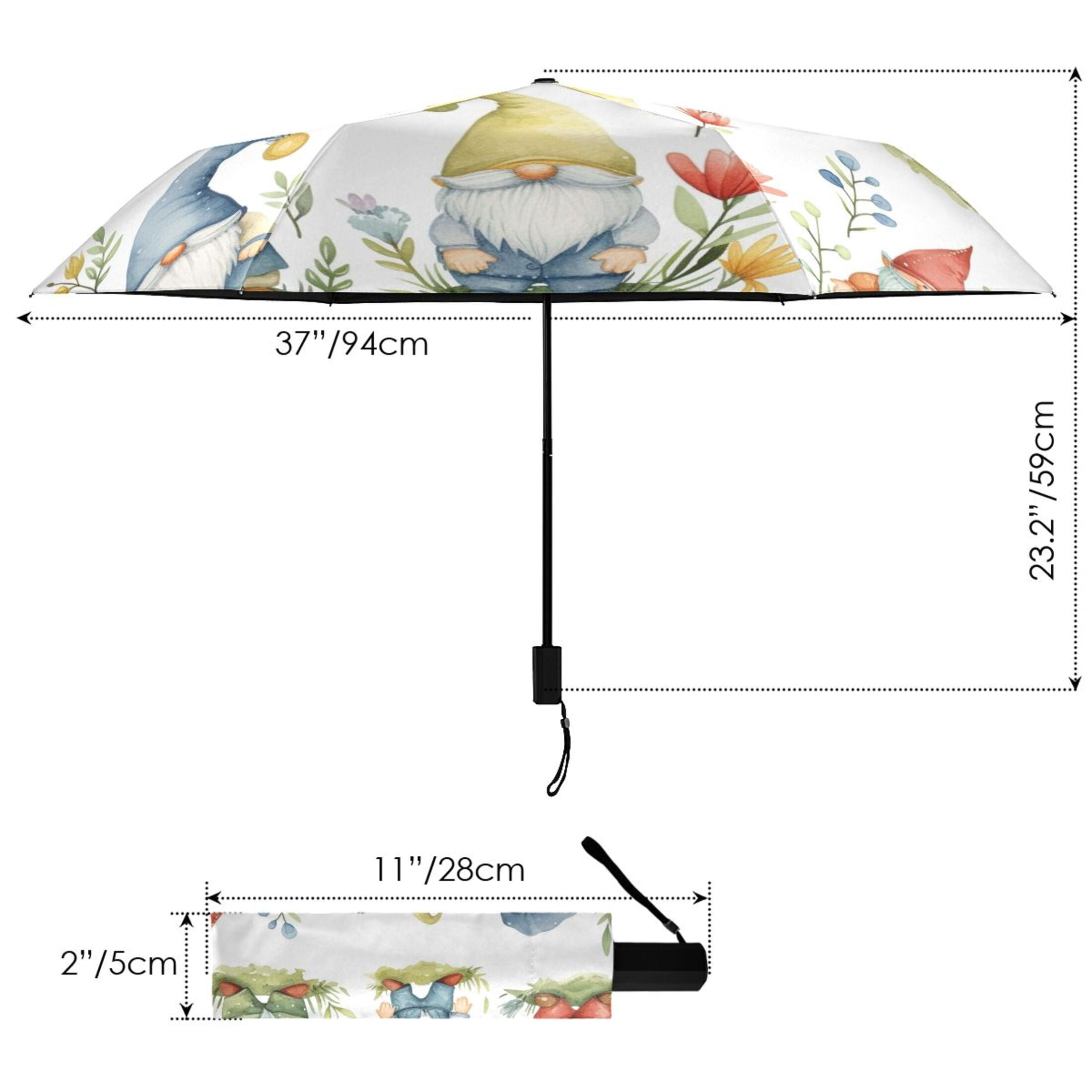 Dwarfs Flowers Plants Compact Sun Umbrella Windproof Travel Umbrellas for Rain Strong Portable UV Protection