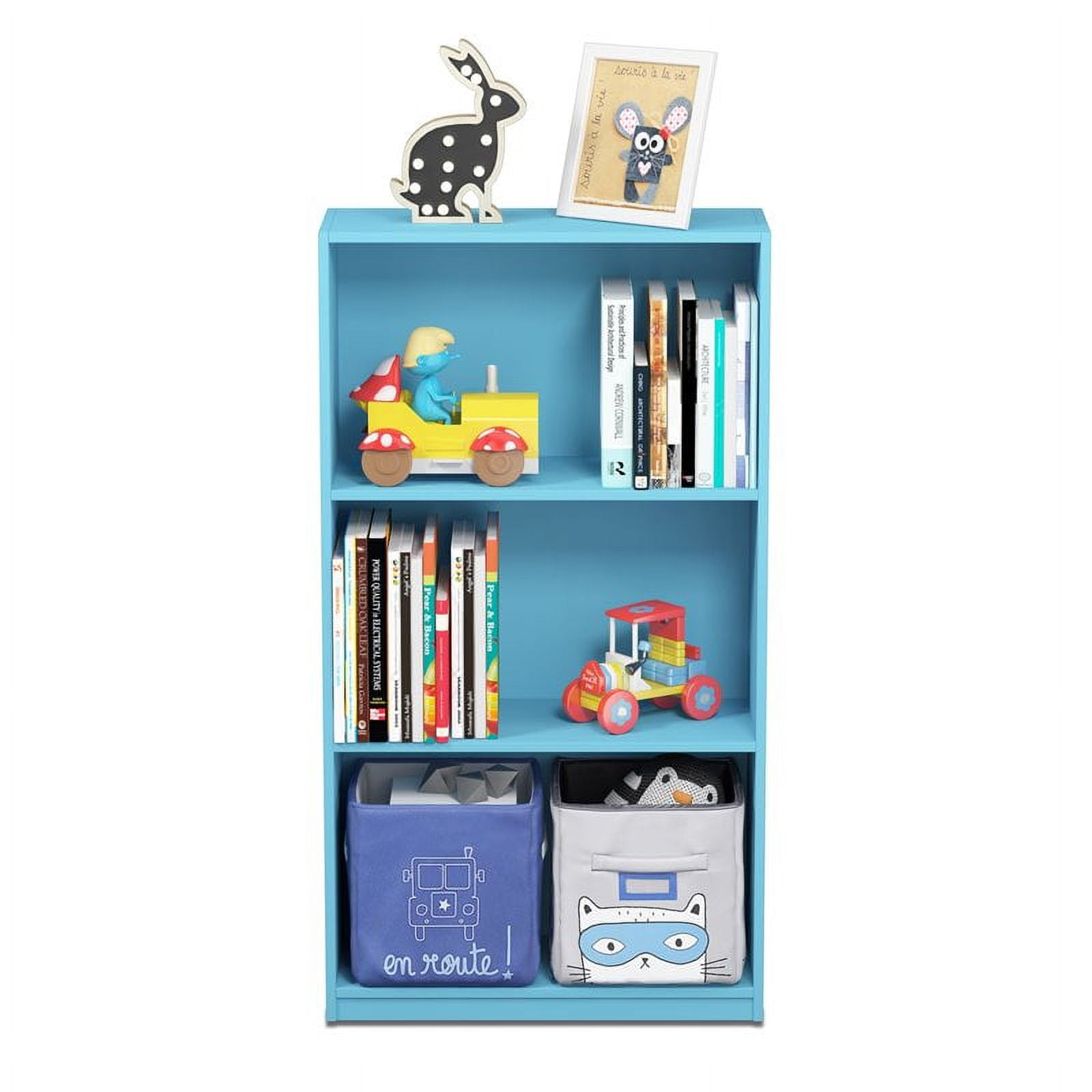 Furinno 99736LBL Basic 3-Tier Bookcase Storage Shelves - Light Blue