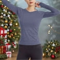 thumbnail image 6 of UTSJKR Workout Shirts for Women Long Sleeve Seamless Yoga Top Sports Running Shirt Breathable Gym Athletic Tops Slim Fit Coffee L, 6 of 9
