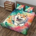 thumbnail image 3 of Funny Watercolor Adorable Shiba Inu Peeking Through Torn Paper Effect Quilt Bedding Set Shibas Dog Lovers Gifts Idea 1 Blanket Bed Cover 2 Pillowcases - 00026, 3 of 5