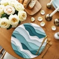 thumbnail image 2 of Turquoise Ombre Round 13 Inch Placemats Set of 2, Modern Geometric Moire Abstract Art HeatResistant Non Slip Place Mats for Dining Table, Wipeable Braided Kitchen Table Mats for Housewarming, 2 of 9