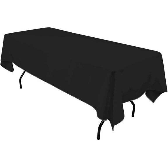 Valentina Textile Inc Premium Polyester Tablecloth - 60" x 108" Rectangle White Tablecloth for Wedding, Restaurant or Banquet(Black)
