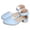 Light Blue, variant on Otqutp Toddler Girls Low Heel Dress Shoes Closed Pointed Toe Comfort Casual Flats Kids Ankle Strap Wedding Party Princess Shoes