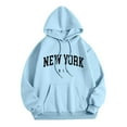 thumbnail image 4 of Fiaer Hoodies Women Trendy Baggy Plus Size Hooded Sweatshirts Long Sleeve Letter Graphic Drawstring Pocket Tops Sky Blue XXL, 4 of 4