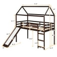 thumbnail image 6 of Euroco Wood Twin Size Loft Bed with Slide, House Bed for Kids, Espresso, 6 of 11