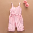 thumbnail image 2 of Otqutp Toddler 2025 Short Jumpsuit Summer Baby Girls Sleeveless Solid Cotton Linen Romper and Belt Set Playsuit Shortalls Outfits(Pink-2,2-3 Years, 2 of 8