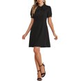 thumbnail image 2 of VESTIDOS ELEGANTES DE MUJER INSPIRE CHIC, CON CUELLO DE LAZO Y MANGA CORTA ABULLONADA, VESTIDO PARA TRABAJAR TALLA XS NEGRO, 2 of 5