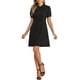thumbnail image 2 of Vestidos Elegantes para Mujeres INSPIRE CHIC con Cuello de Lazo y Mangas Cortas Abullonadas, Vestido para Trabajar XL Negro, 2 of 5