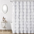 thumbnail image 3 of JJCOITR White Ruffle Shower Curtains for Bathroom, Farmhouse Fabric Cute Ruffled Chic Shower Curtain, 72" W x 72" L, 3 of 6