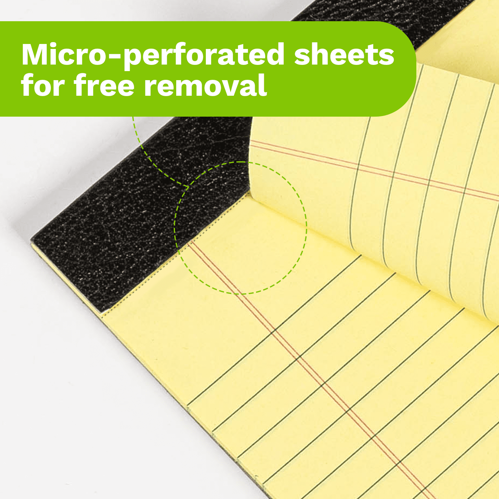 Goefun 12 Pack Yellow Legal Pads 8.5 x 11-50 Sheets per Notepad, Wide Ruled Yellow Note pads, Perforated Writing Pad for Work, Business, Home