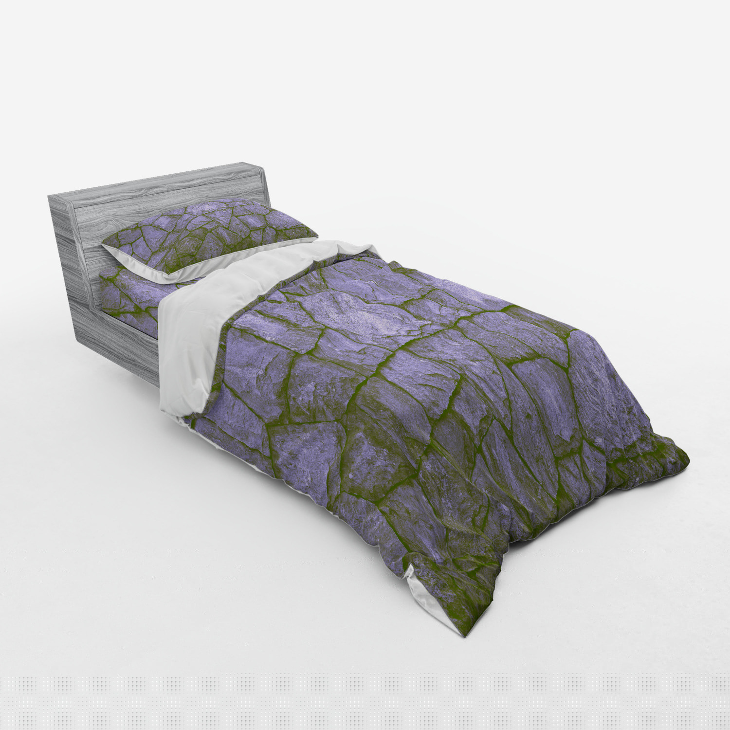 thumbnail image 3 of Ambesonne Grey Bedding Set 4 Pcs, Stone Wall Rough Rusty, Queen, Grey, 3 of 3