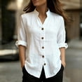 thumbnail image 6 of cocolona Linen Button Down Solid Color Blouses for Women Collar Long Sleeve Shirts Dressy Casual Tops, 6 of 6
