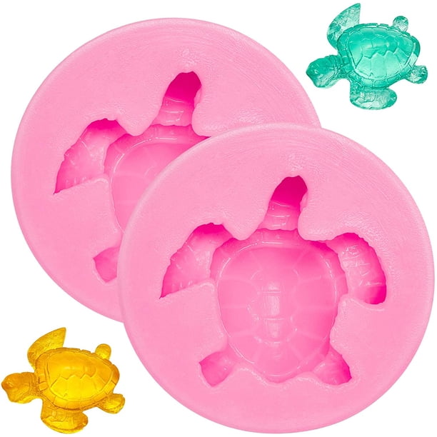 2 piezas de moldes de silicona con forma de tortuga marina, moldes para fondant, caramelos y chocolate, moldes para hacer chocolates y herramientas de decoración para hornear DIY