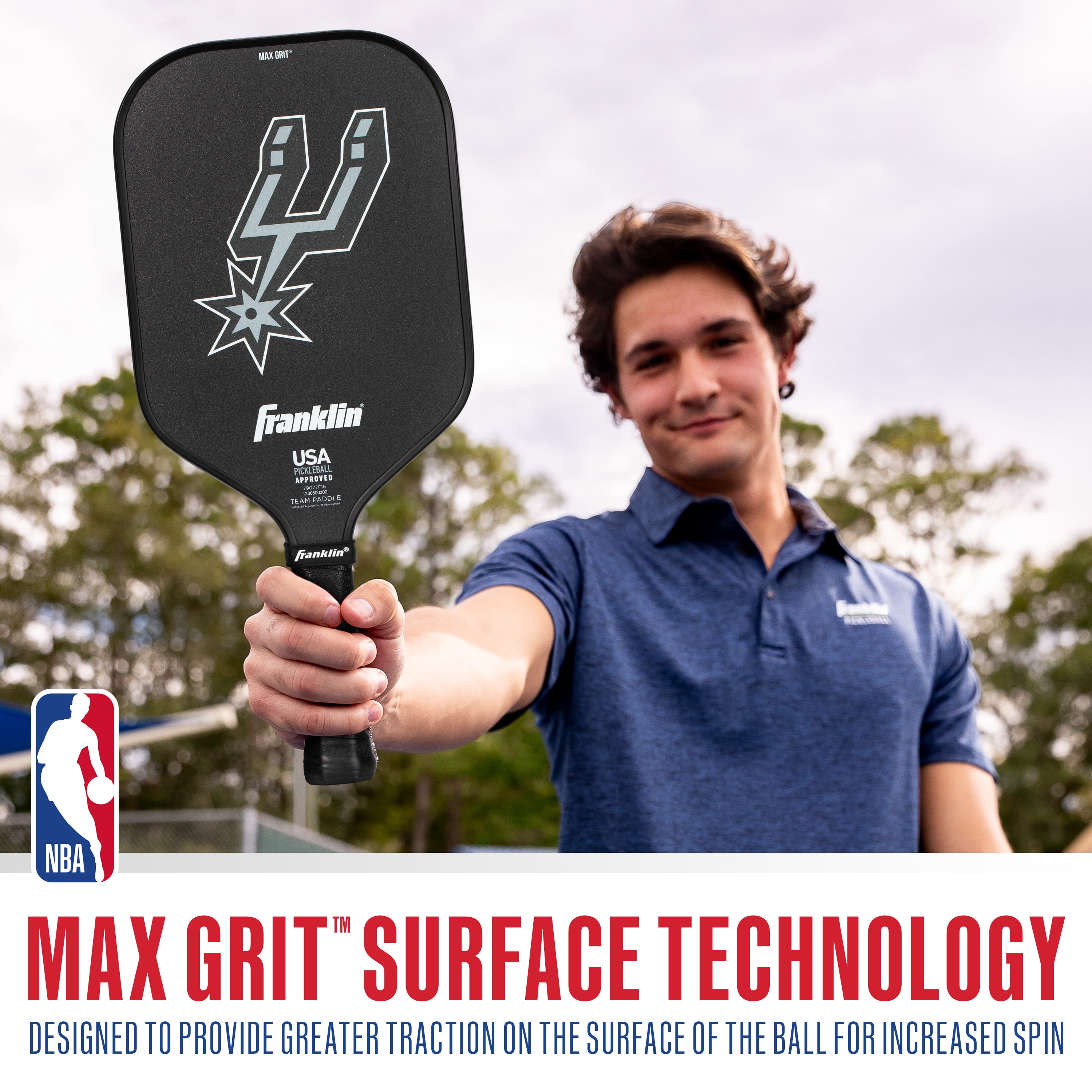 Franklin Sports NBA San Antonio Spurs Pickleball Paddle - Official NBA Team Pickleball Paddles - USAP (USAPA) Approved Premium Quality Pickleball Paddles - Authentic Team Logos + Colors