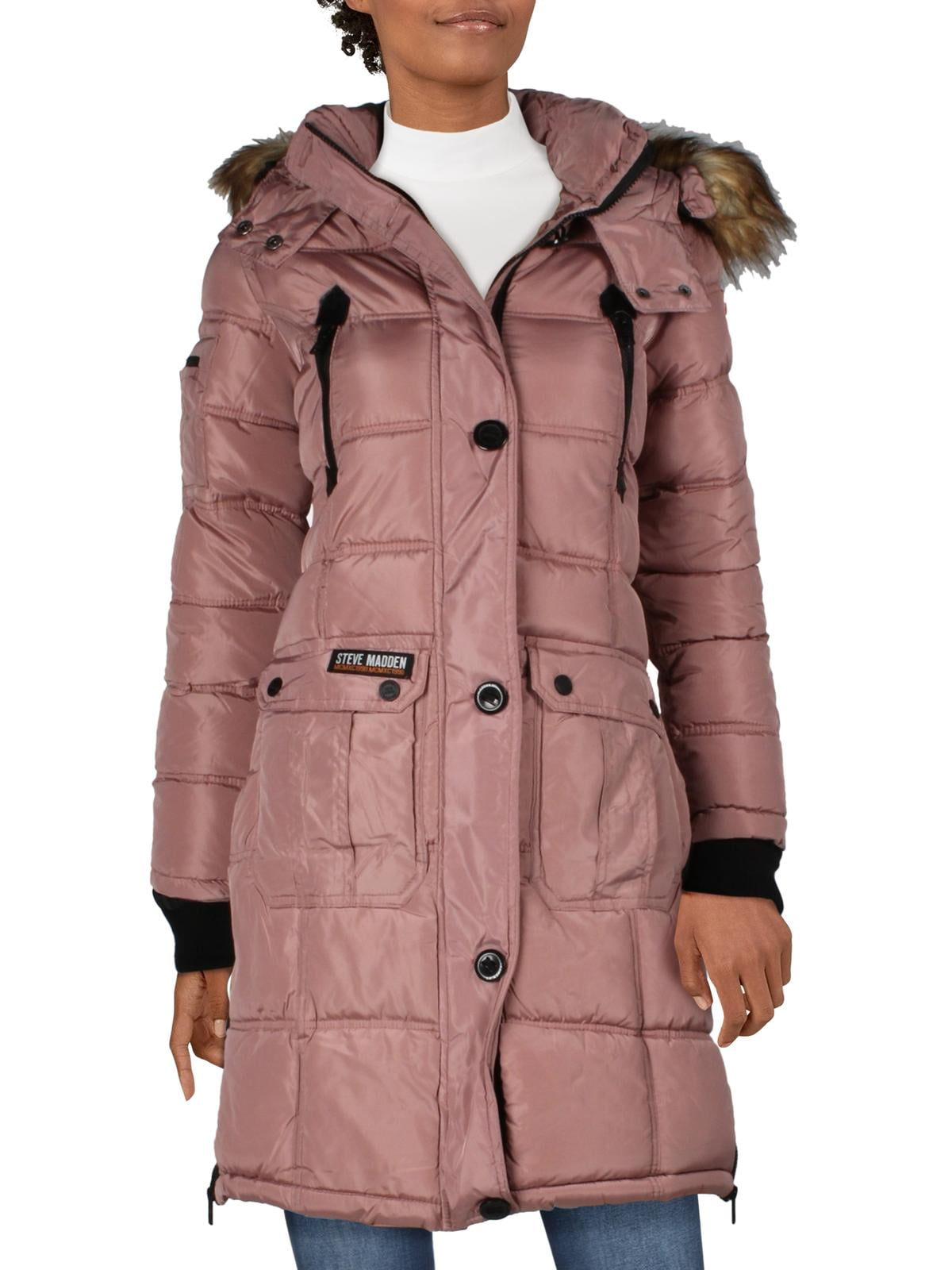 steve madden faux fur quilted puffer coat