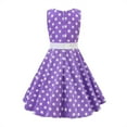 thumbnail image 2 of FYMNSI Kids Girls Polka Dot Dress Vintage 50's Girls Dress Retro Doll Collar Swing Dresses Sleeveless Party Dress 9-10 Years Purple, 2 of 6