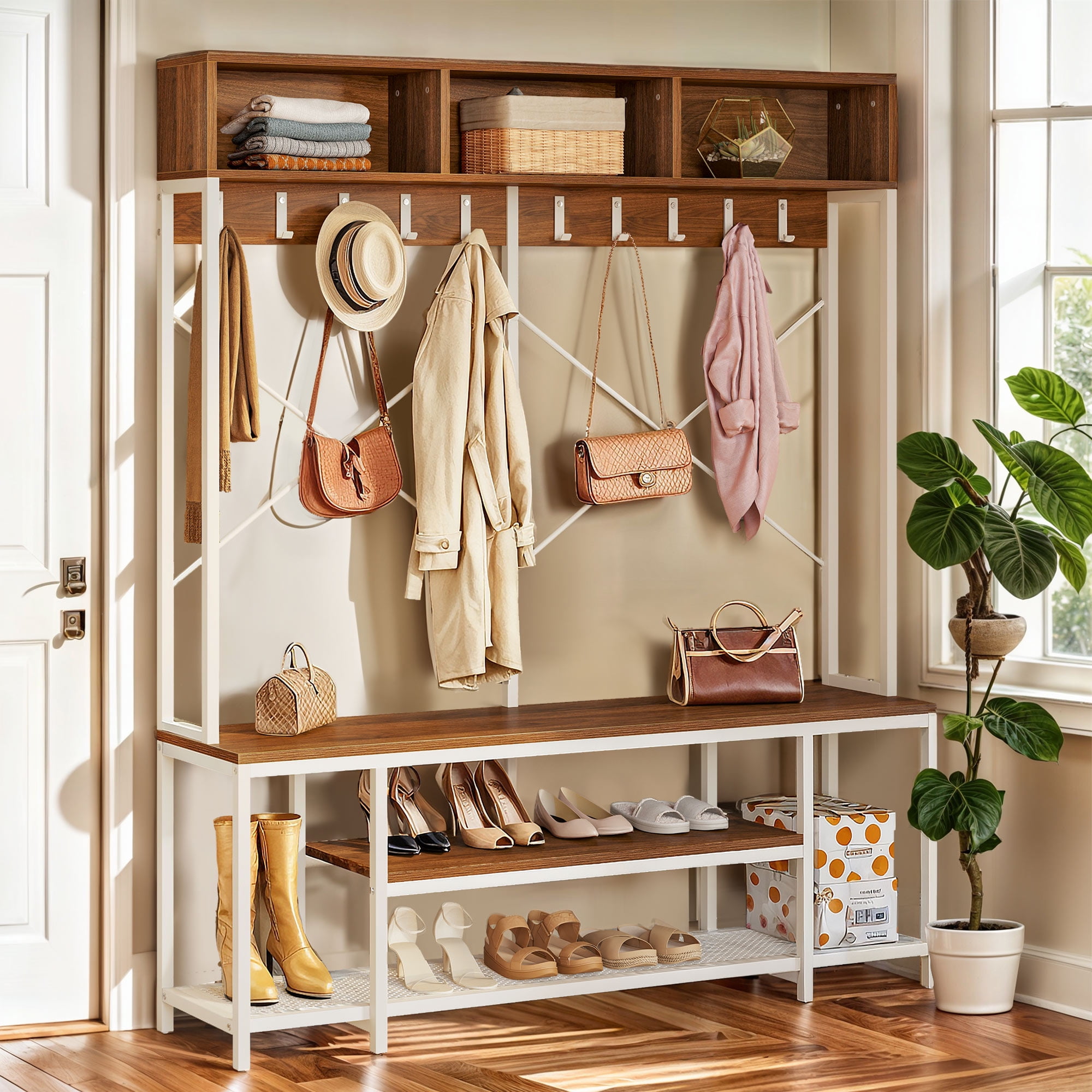 Pottery barn coat rack bench shop