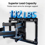 MountFTV Full Motion TV Wall Mount for 42-92 inch TVs with Tool Free Tilt, Holds up to 132 lbs, Max 600x400mm, TV Mount with Swivel Extension Rotation, Fits 16 Wood Studs