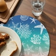 thumbnail image 3 of Blue Teal Pink Ombre Coastal Round 13 Inch Placemats Set of 8, Nautical Beach Starfish Coral Summer HeatResistant Non Slip Place Mats for Dining Table, Wipeable Kitchen Table Mats for Housewarming, 3 of 9