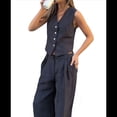 thumbnail image 3 of Conjuntos de 2 Piezas para Mujer: Chaleco de , Conjuntos Casuales Elegantes, Pantalones de Pierna , Trajes Negro M, 3 of 7