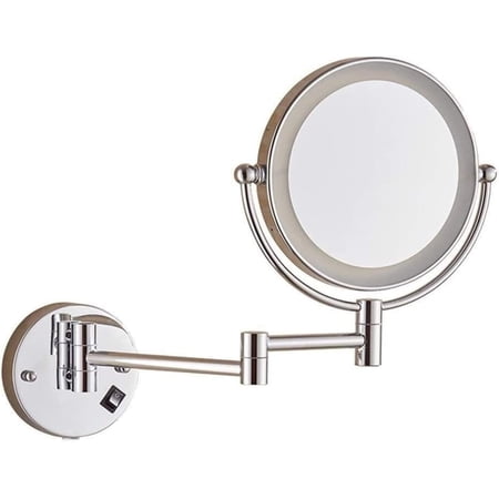 Wall-Mounted Makeup Mirror Wall-Mounted Beauty Mirror 8 Inch Folding Vanity Mirror 3X Magnification Telescopic Double-Sided Makeup