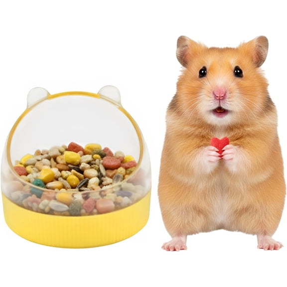 Yellow Hamster Food Bowl – Spill-Resistant Dome Feeding Dish for Small Animals, Durable Easy-Clean Pet Bowl