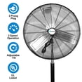 thumbnail image 3 of Achazel 24" Oscillating Pedestal Fan, 3 Speeds Industrial Standing Fan with Aluminum Blades Adjustable Height for Commercial Warehouse Garage, 3 of 8